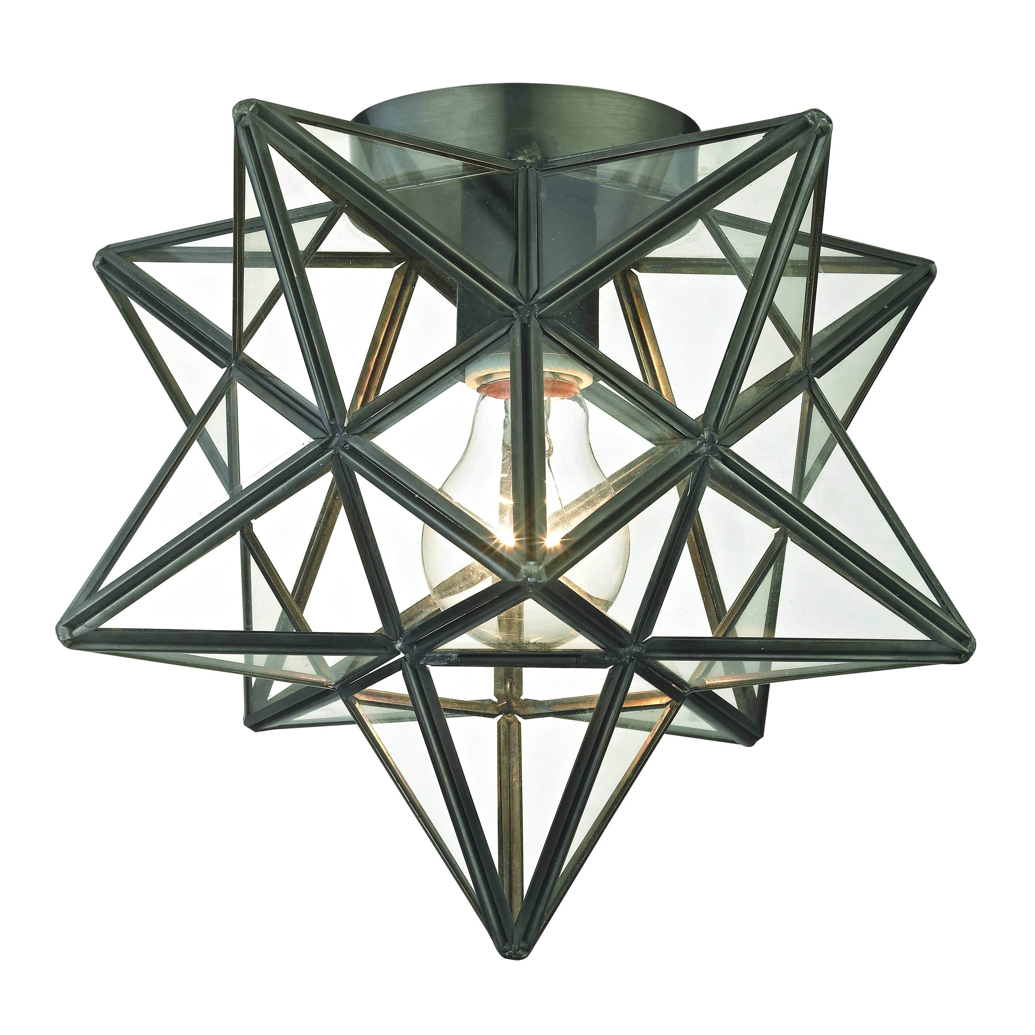 Moravian Star 11" Wide 1-Light Flush Mount - Oil Rubbed Bronze