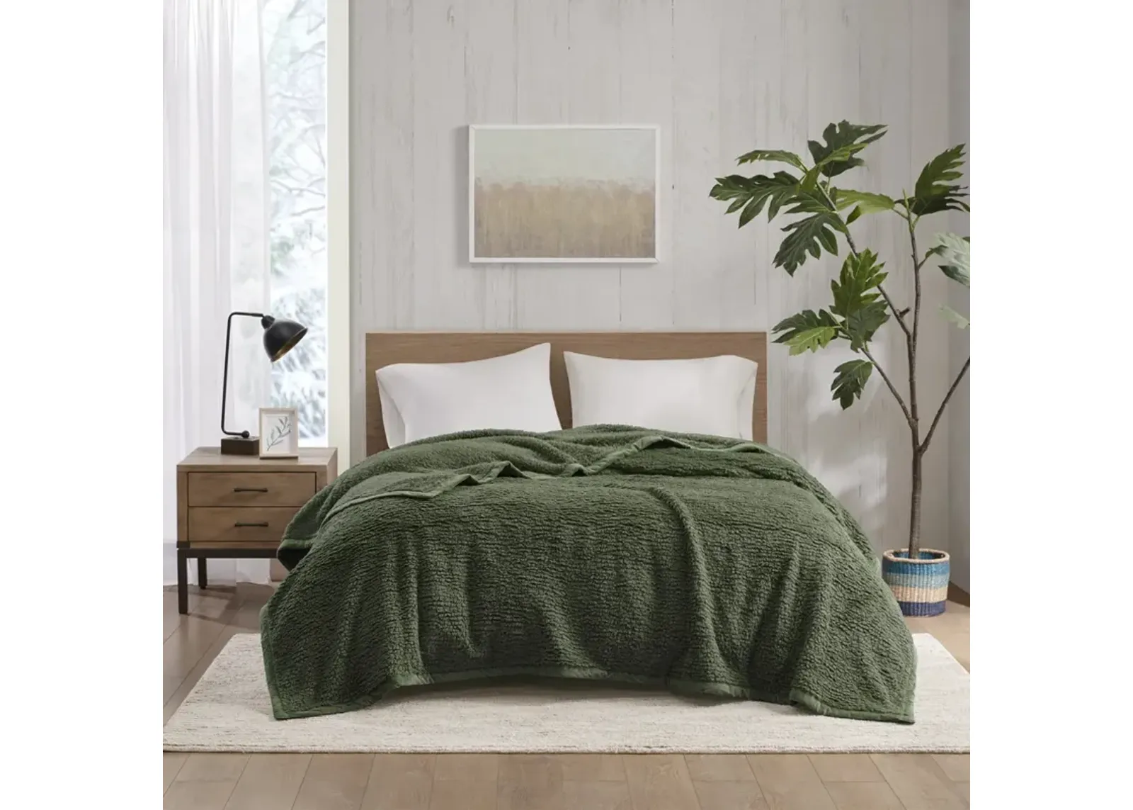 Woolrich Burlington Green Berber Blanket