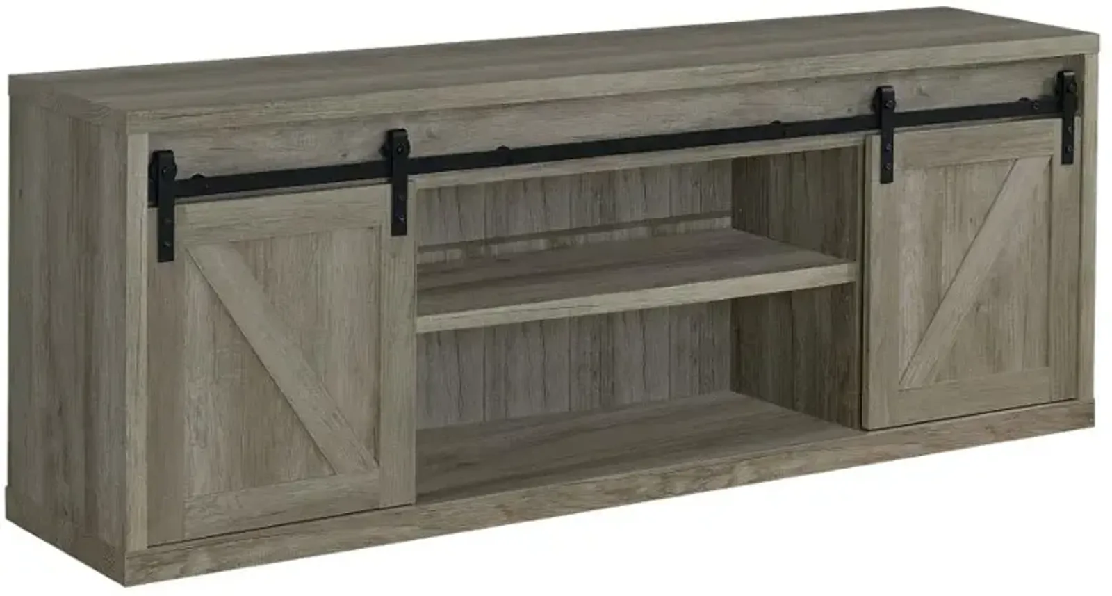 Brockton 71-inch 3-shelf Sliding Doors TV Console Grey Driftwood