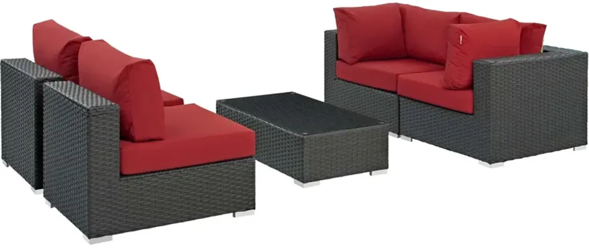 Sojourn 5 Piece Outdoor Patio Sunbrella® Sectional Set