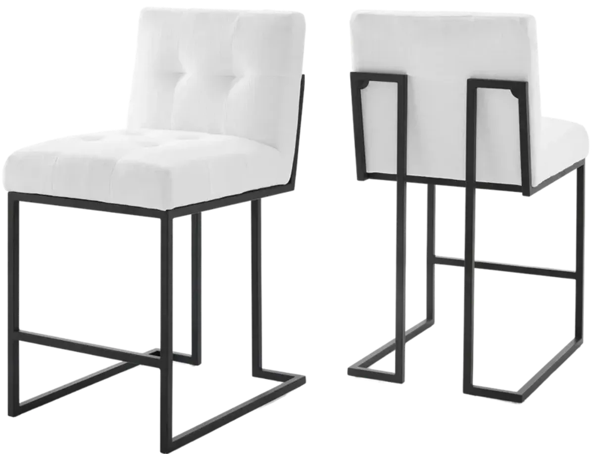 Privy Black Stainless Steel Upholstered Fabric Counter Stool Set of 2