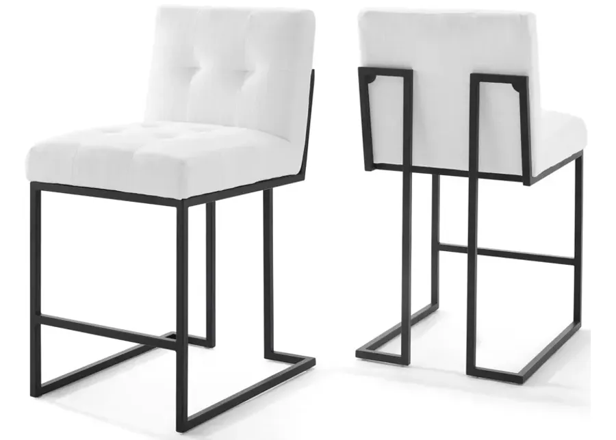 Privy Black Stainless Steel Upholstered Fabric Counter Stool Set of 2