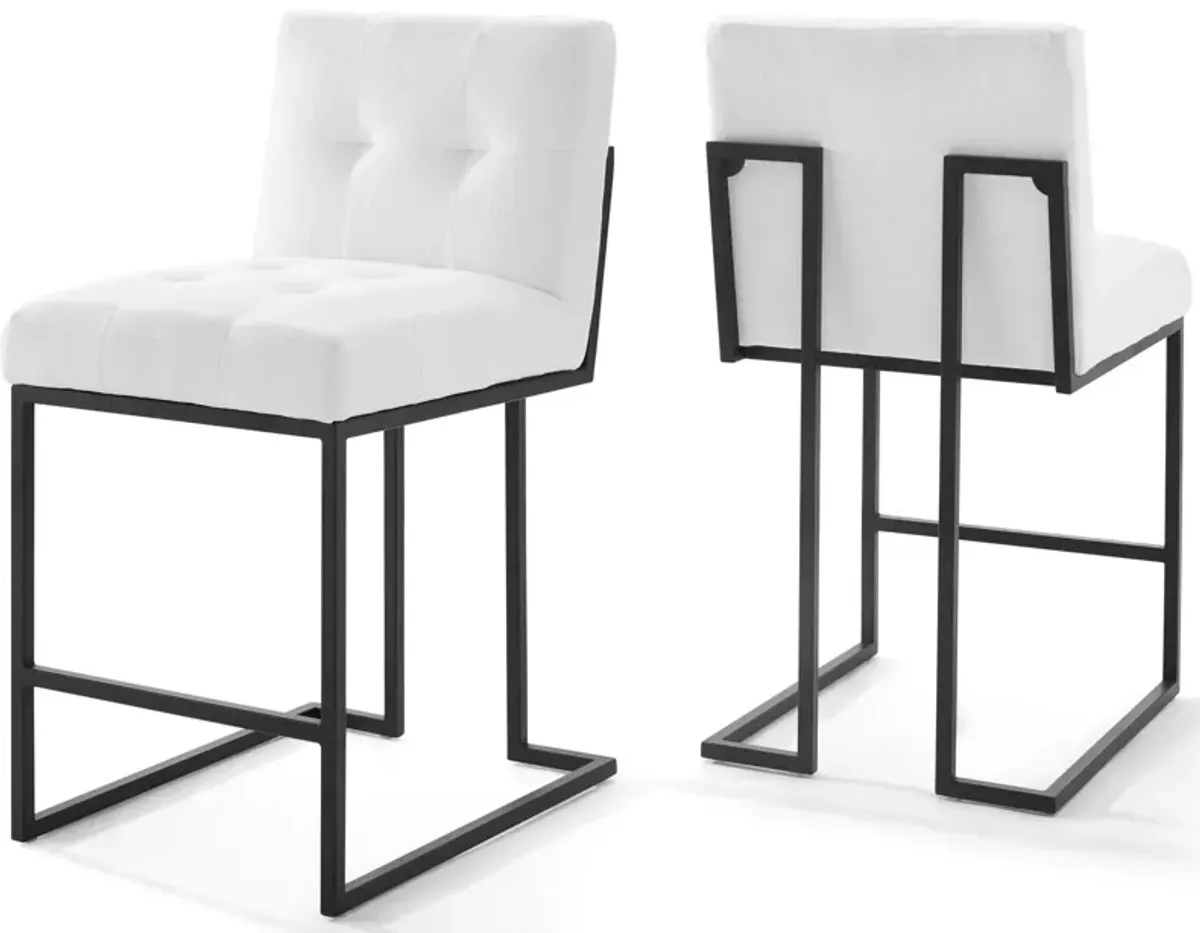 Privy Black Stainless Steel Upholstered Fabric Counter Stool Set of 2