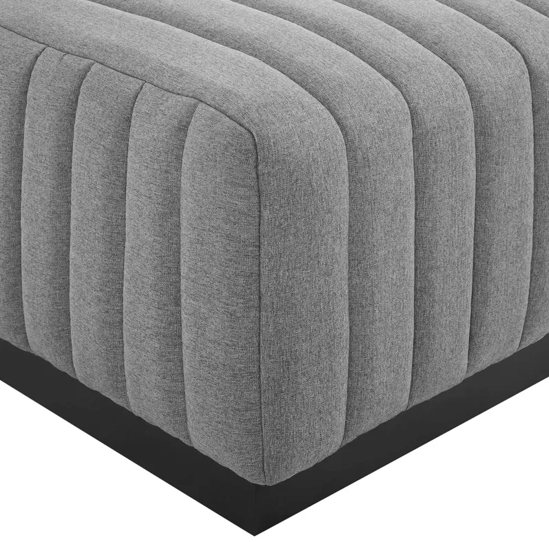 Conjure Channel Tufted Upholstered Fabric Ottoman