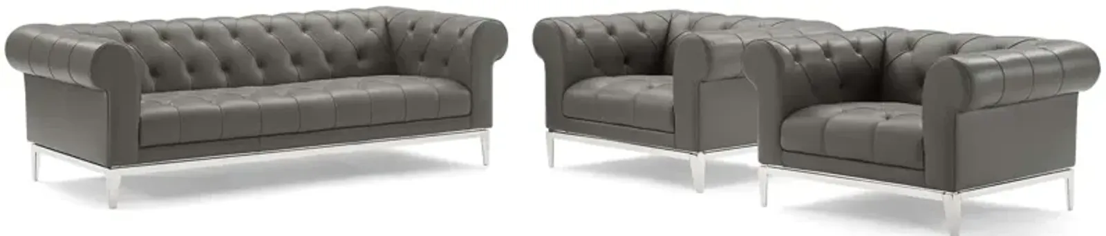 Idyll Tufted Upholstered Leather 3 Piece Set