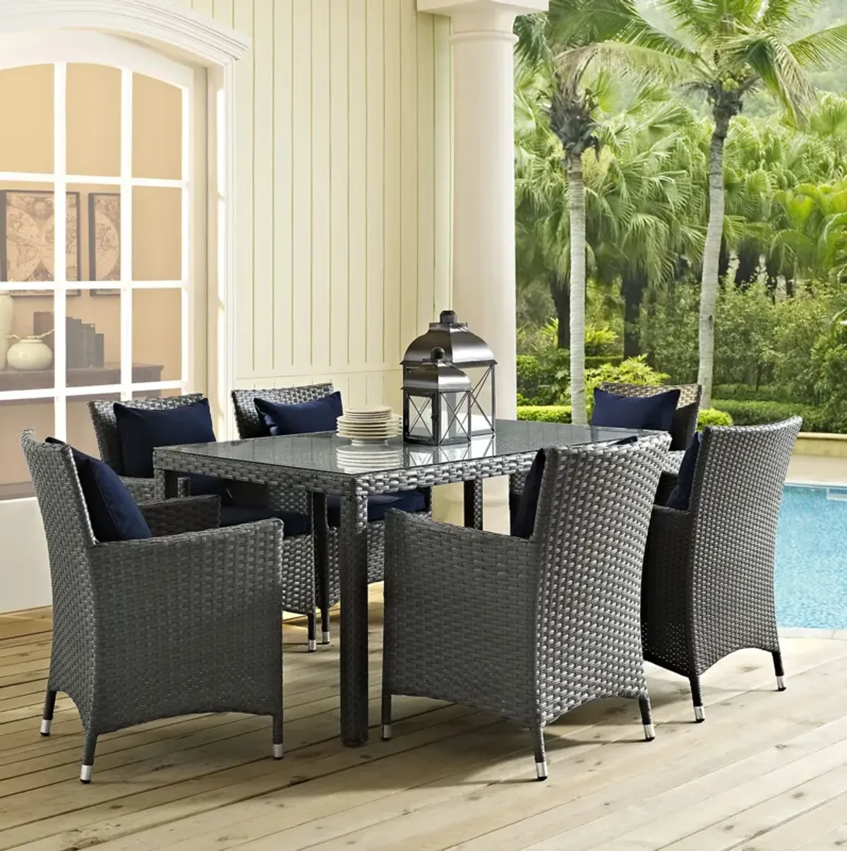 Sojourn 7 Piece Outdoor Patio Sunbrella® Dining Set