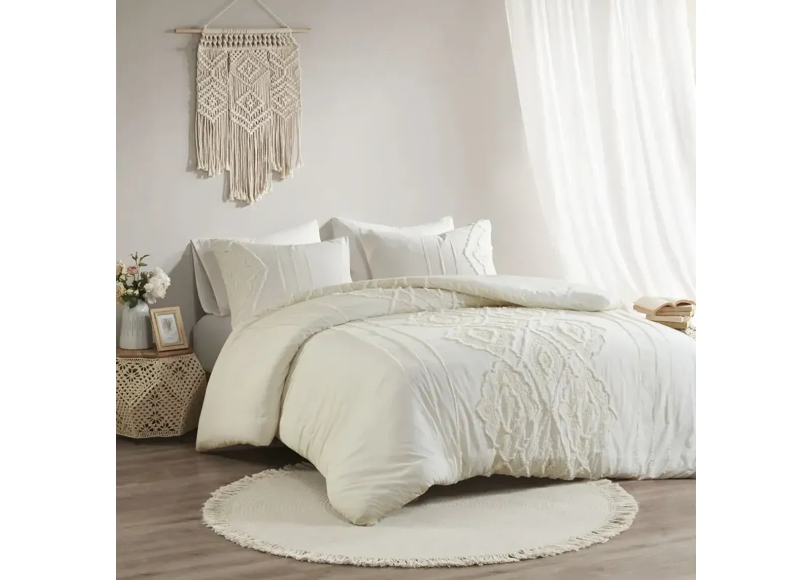 Madison Park Margot Off-White 3 Piece Cotton Comforter Set