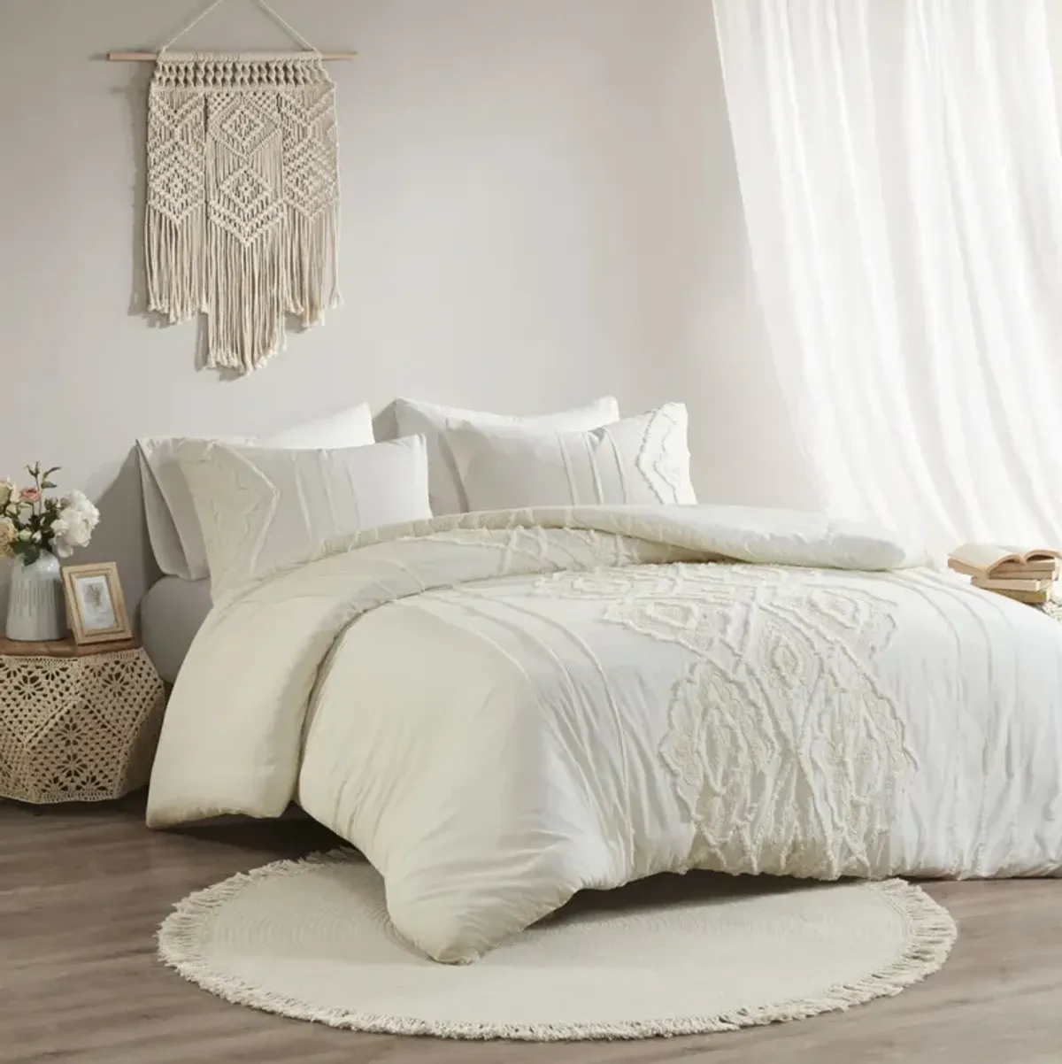 Madison Park Margot Off-White 3 Piece Cotton Comforter Set