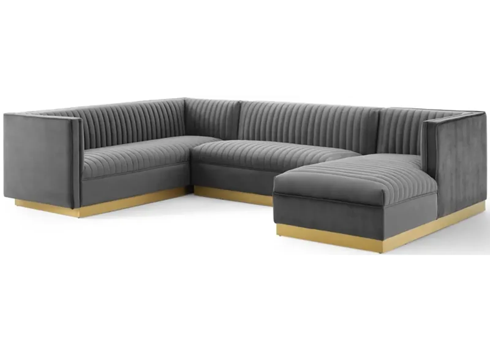 Sanguine 3 Piece Performance Velvet Sectional Sofa Set