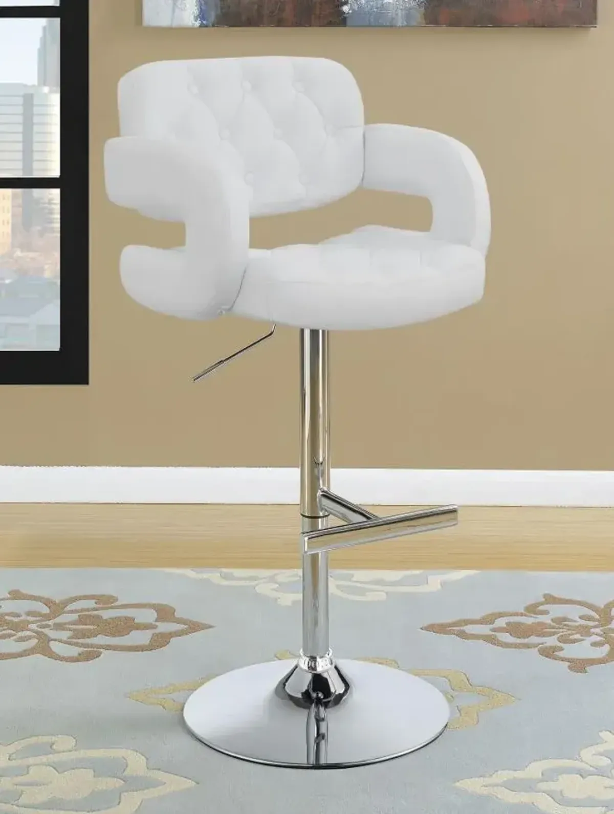 Brandi Adjustable Bar Stool Chrome and White