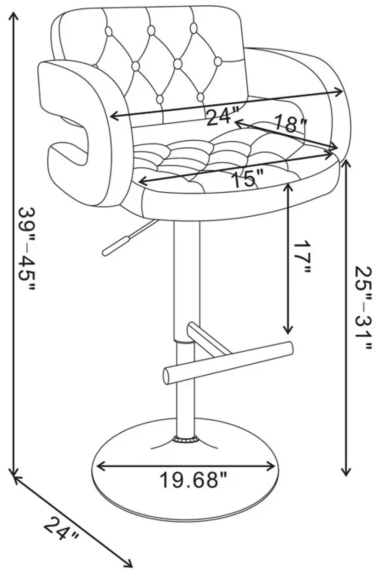 Brandi Adjustable Bar Stool Chrome and White