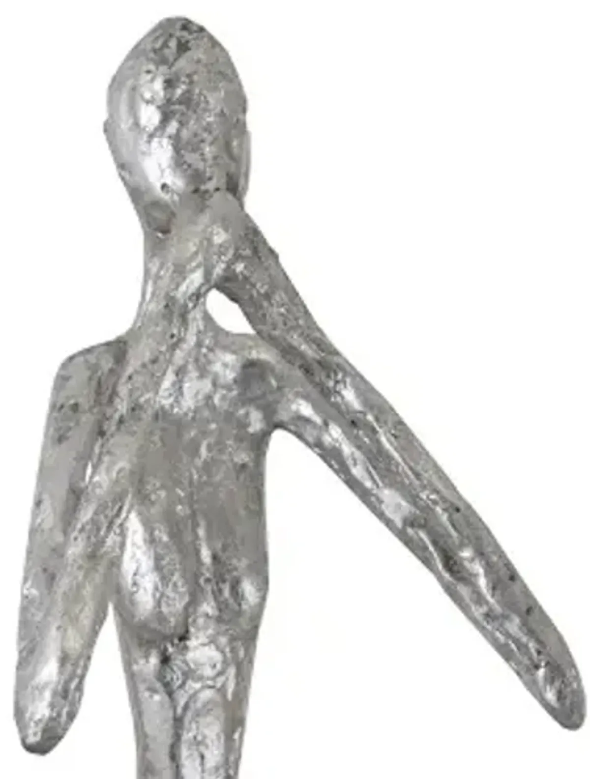 speak no evil slender sculpture, small, resin, silver leaf