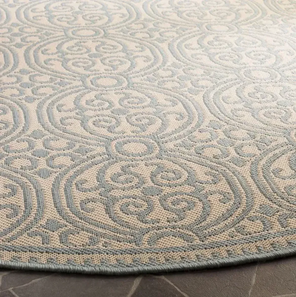 LINDEN 134 Collection LND134K-6R Aqua / Cream 6'-7" X 6'-7" Round