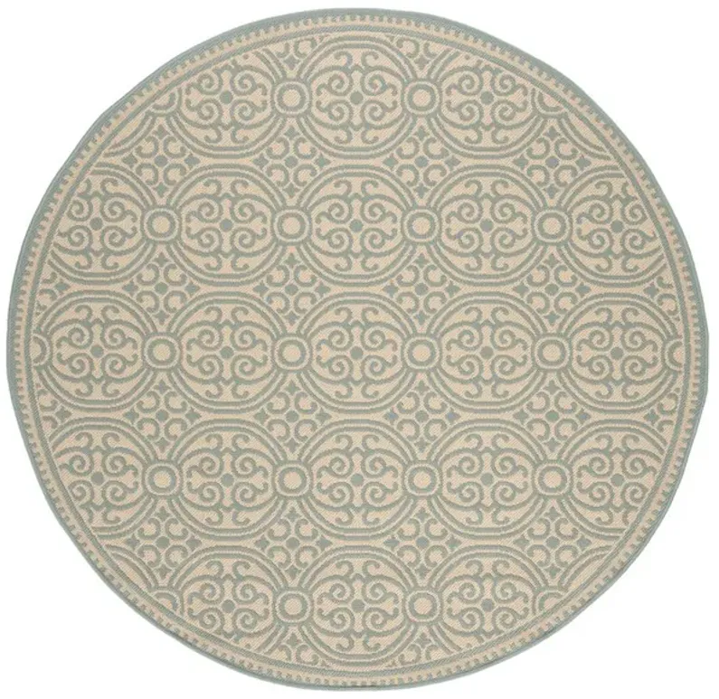 LINDEN 134 Collection LND134K-6R Aqua / Cream 6'-7" X 6'-7" Round