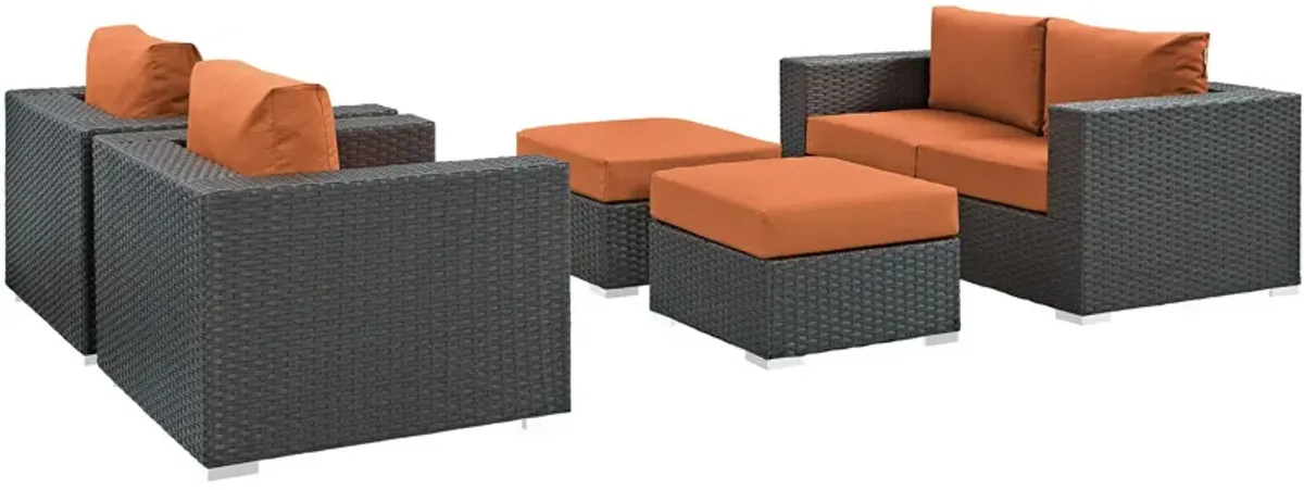 Sojourn 5 Piece Outdoor Patio Sunbrella® Sectional Set