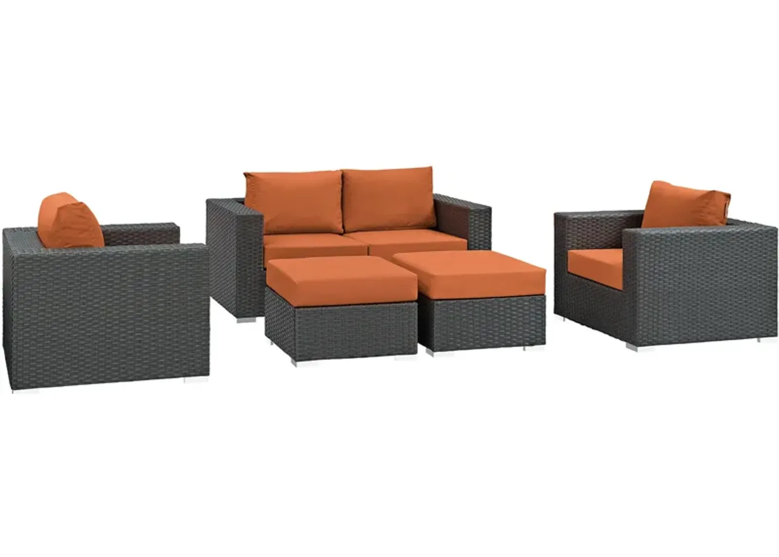 Sojourn 5 Piece Outdoor Patio Sunbrella® Sectional Set