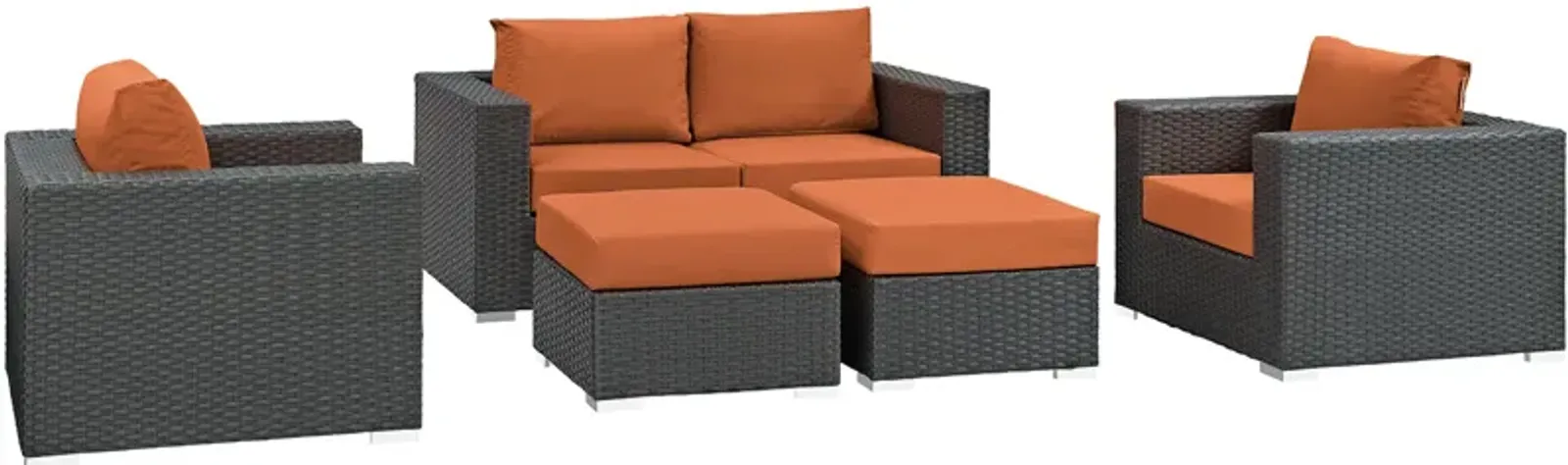 Sojourn 5 Piece Outdoor Patio Sunbrella® Sectional Set