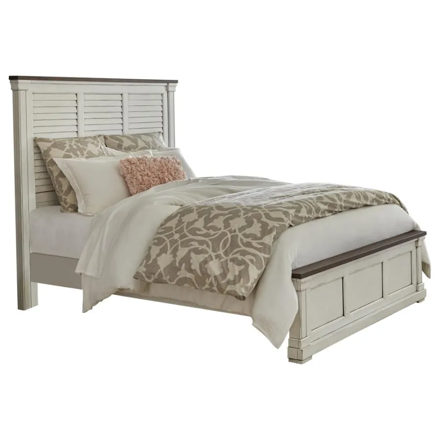 Hillcrest 5-piece Queen Panel Bedroom Set White and Dark Rum