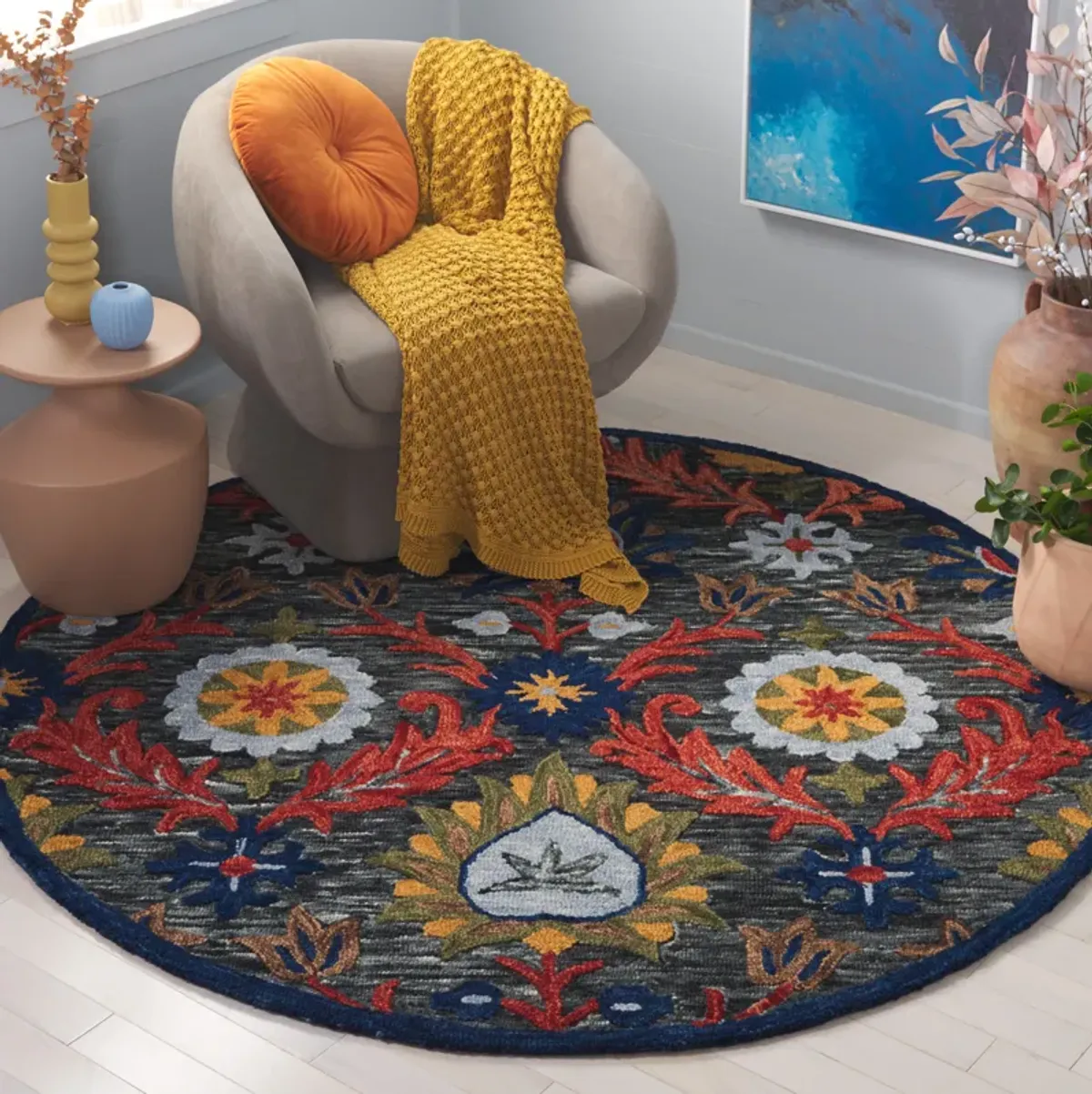BLOSSOM Hand Tufted 6' x 6' Round area rug