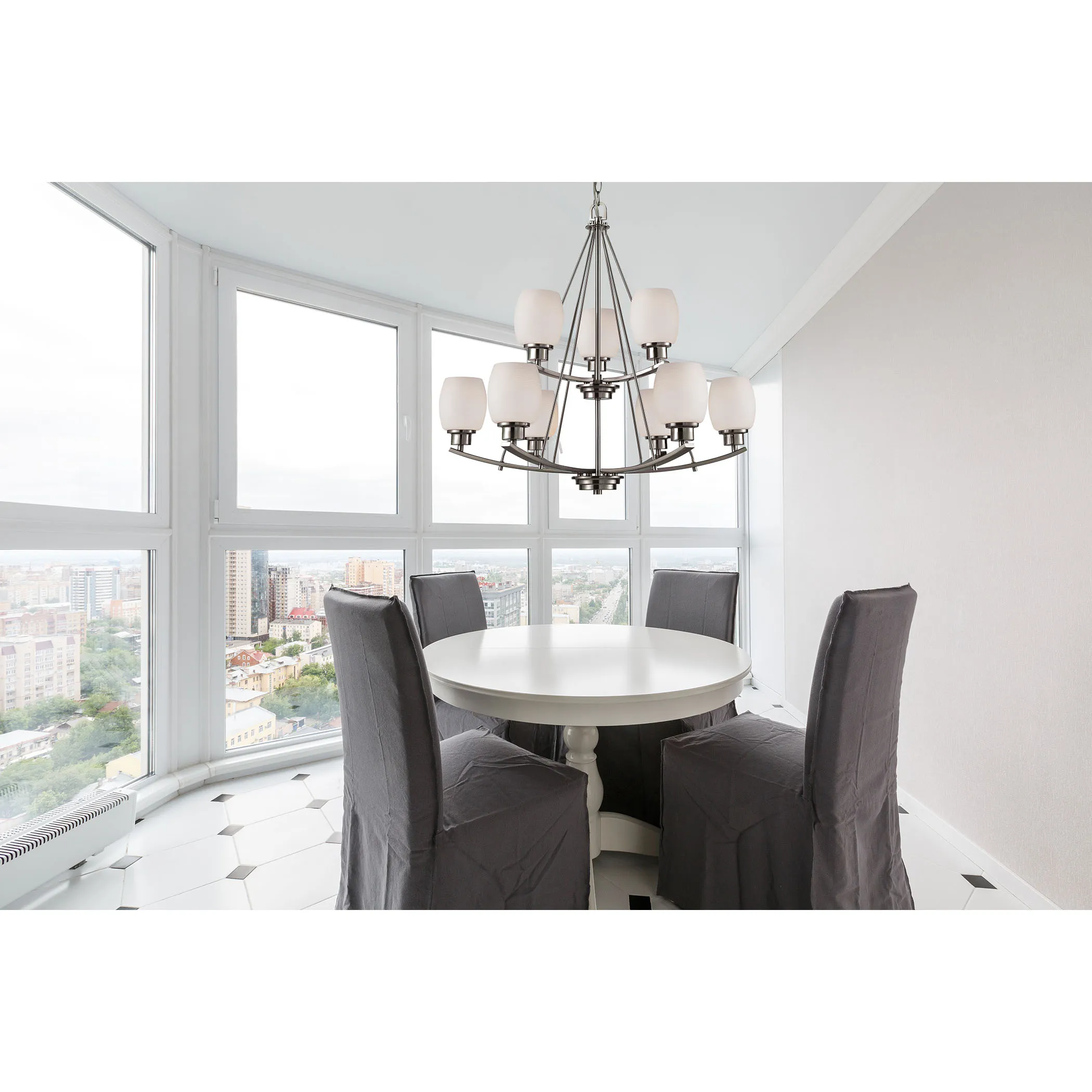 Casual Mission 29" Wide 9-Light Chandelier - Brushed Nickel