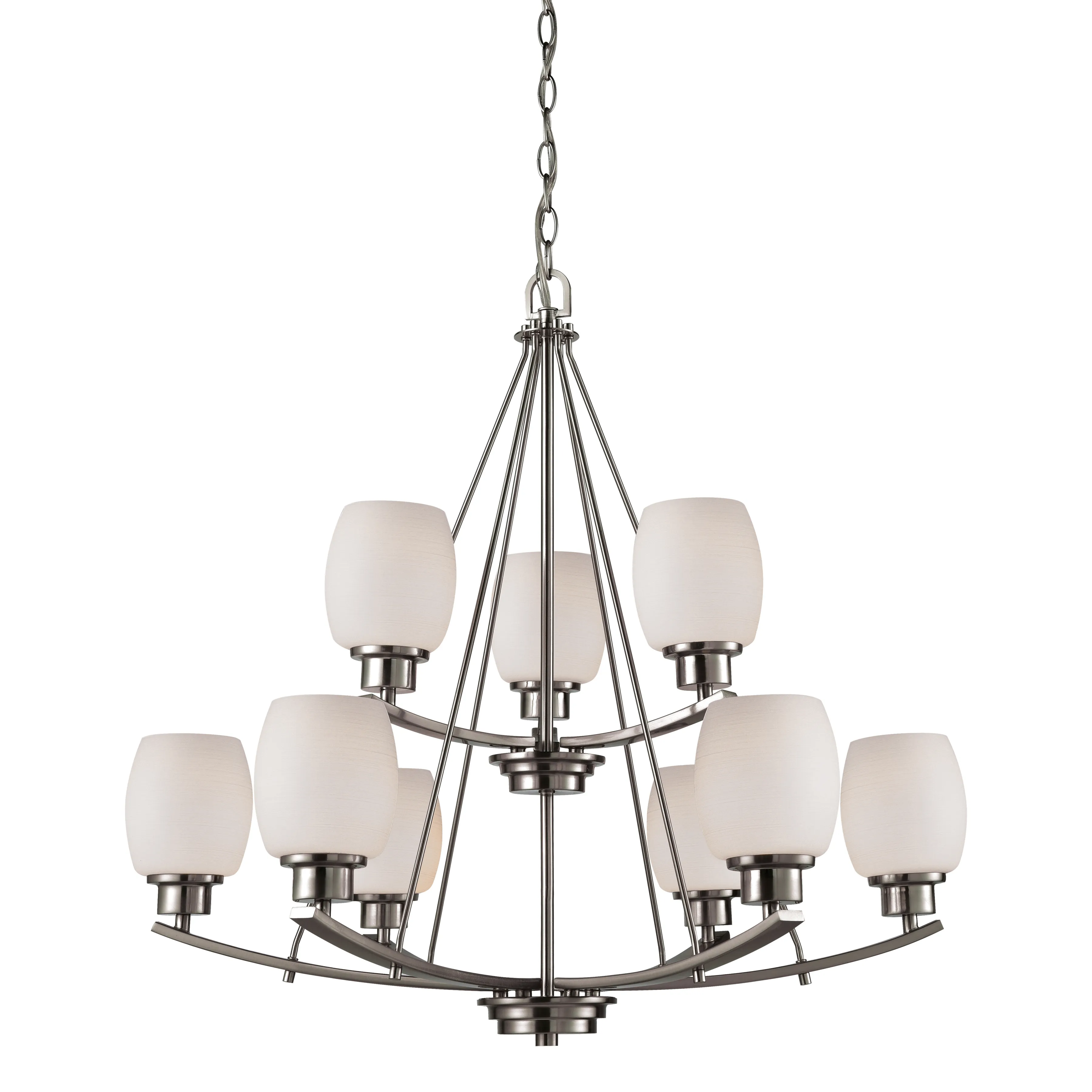 Casual Mission 29" Wide 9-Light Chandelier - Brushed Nickel