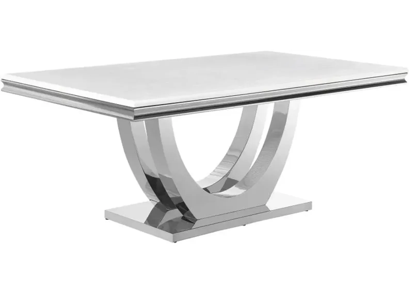 Kerwin Rectangle Faux Marble Top Dining Table White and Chrome