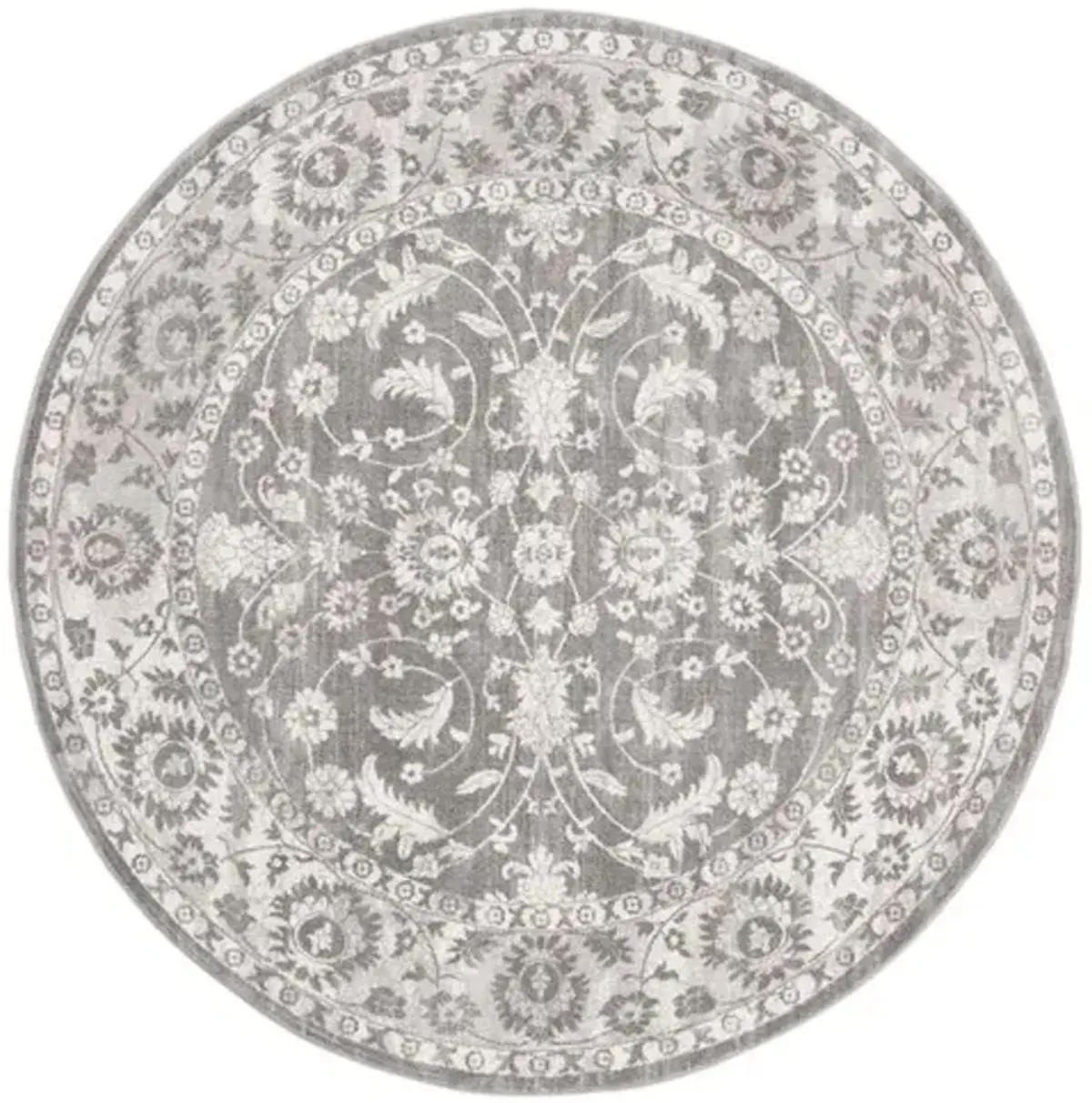 Brentwood 844 Cream / Grey 5' X 5' Round Round Powerloomed Rug