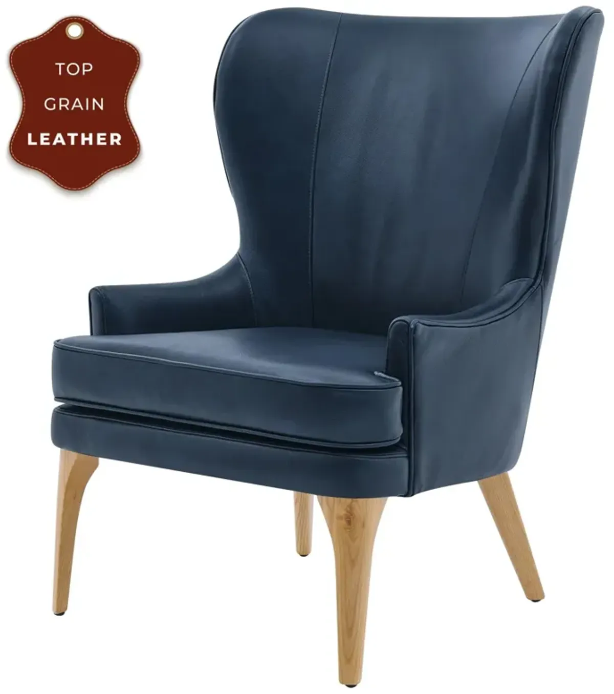 bjorn kd top grain leather accent chair, garrett blue