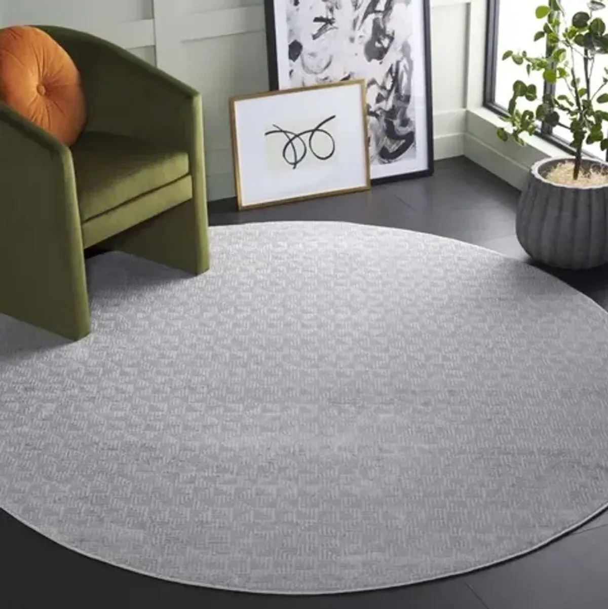 HANNA 110 Grey  6'-7' X 6'-7' Round Round Rug