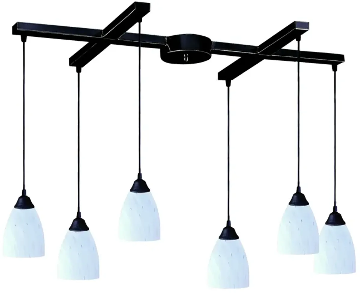 Classico 17'' Wide 6-Light Pendant - Dark Rust with Simple White Glass