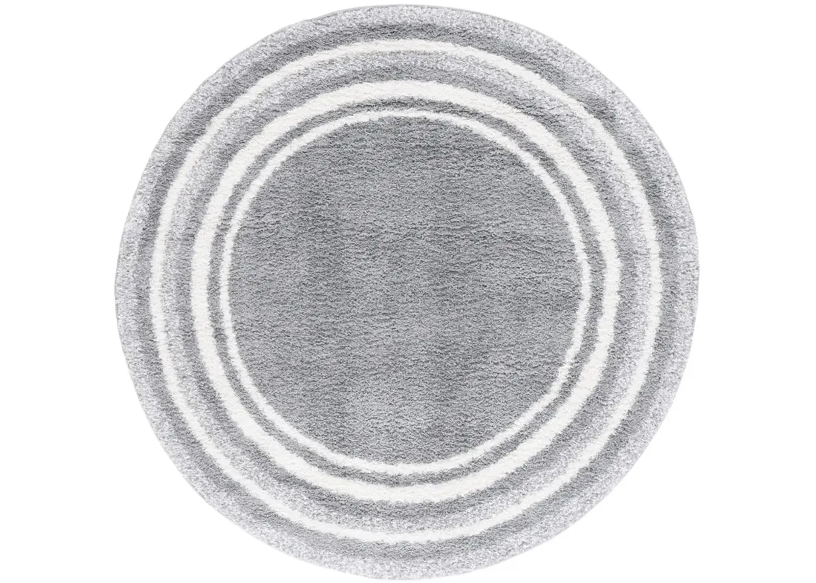 BORDER & STRIPE SHAG 251 Grey 6'-7' X 6'-7' Round Round Rug