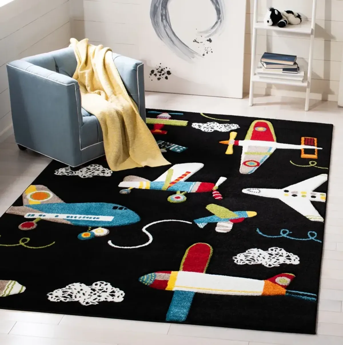 CAROUSEL KIDS 167 BLACK  9' x 12' Large Rectangle Rug