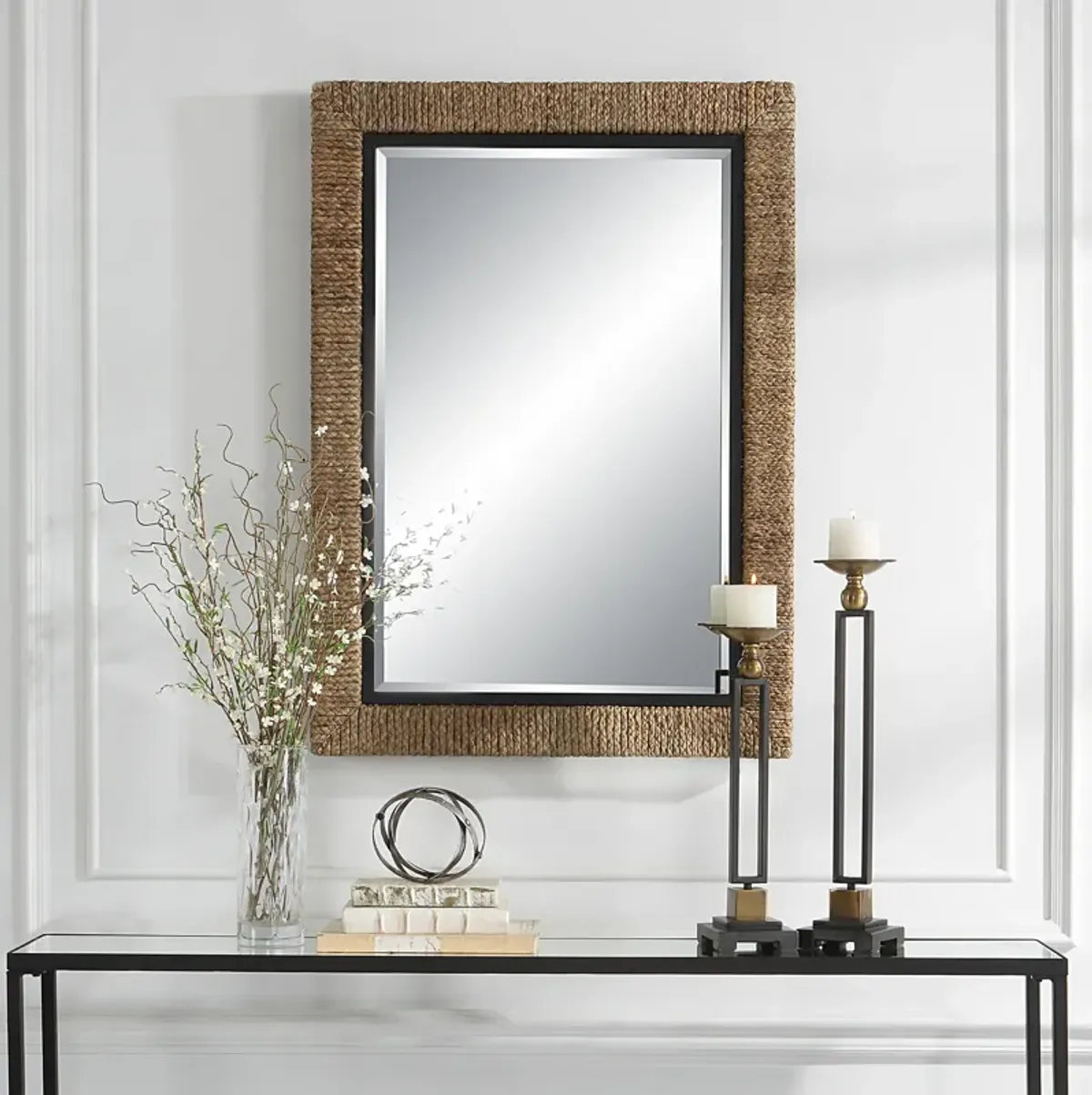 Island Braided Straw Mirror