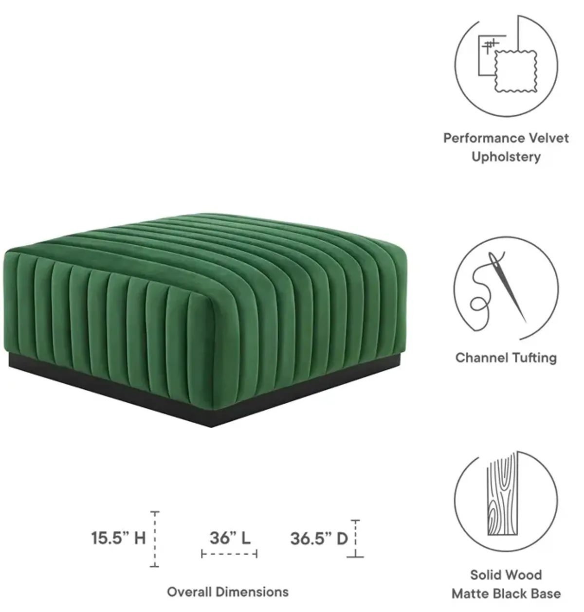 Conjure Channel Tufted Performance Velvet Ottoman