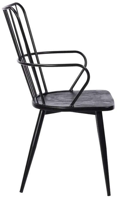 Parisa High Back Steel Framed Side Chair in Black Powder Coated Finish and Black Brushed Wood