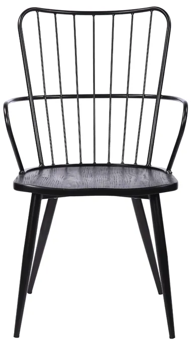 Parisa High Back Steel Framed Side Chair in Black Powder Coated Finish and Black Brushed Wood