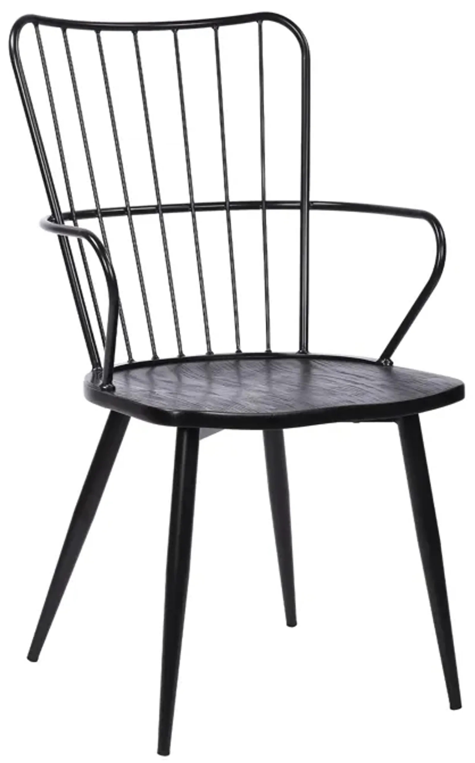 Parisa High Back Steel Framed Side Chair in Black Powder Coated Finish and Black Brushed Wood