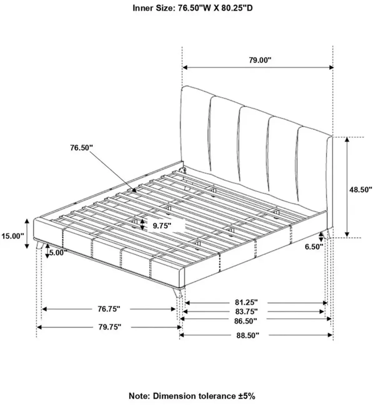 Adalynn Eastern King Upholstered Bed Blue