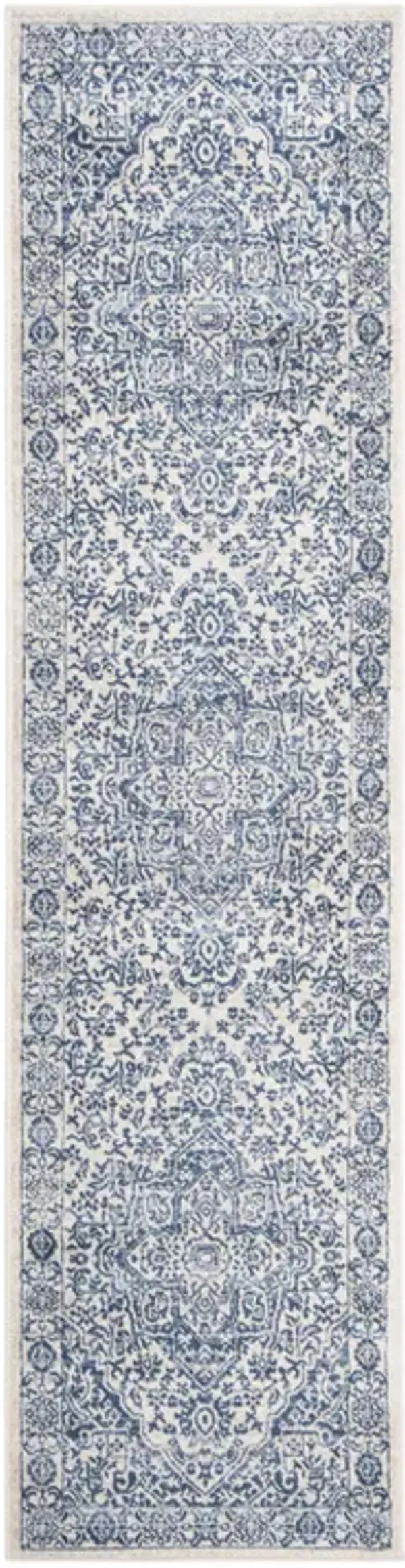 Brentwood 832 Navy / Light Grey 2' X 10' Runner Powerloomed Rug