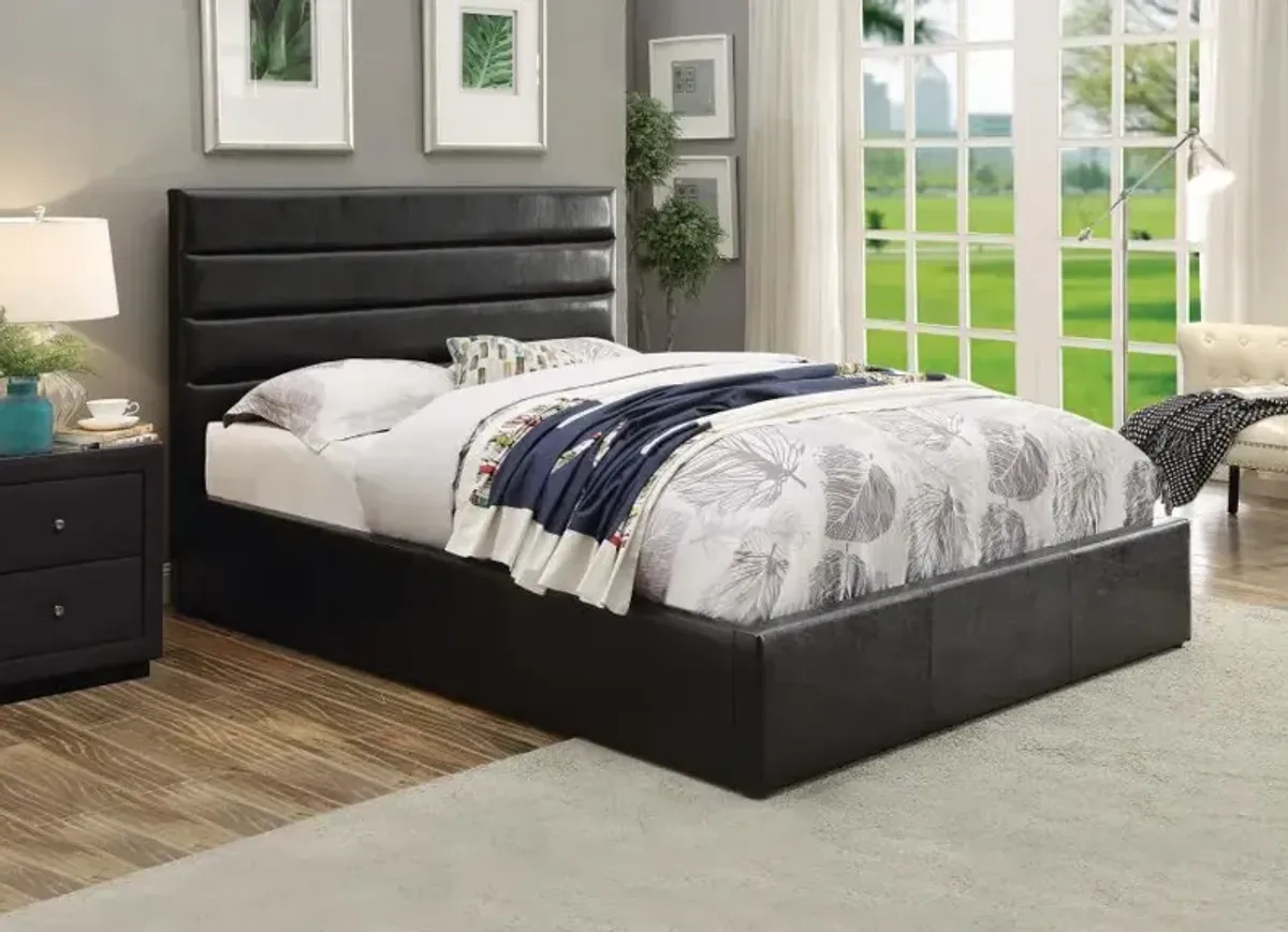 Riverbend Eastern King Upholstered Storage Bed Black