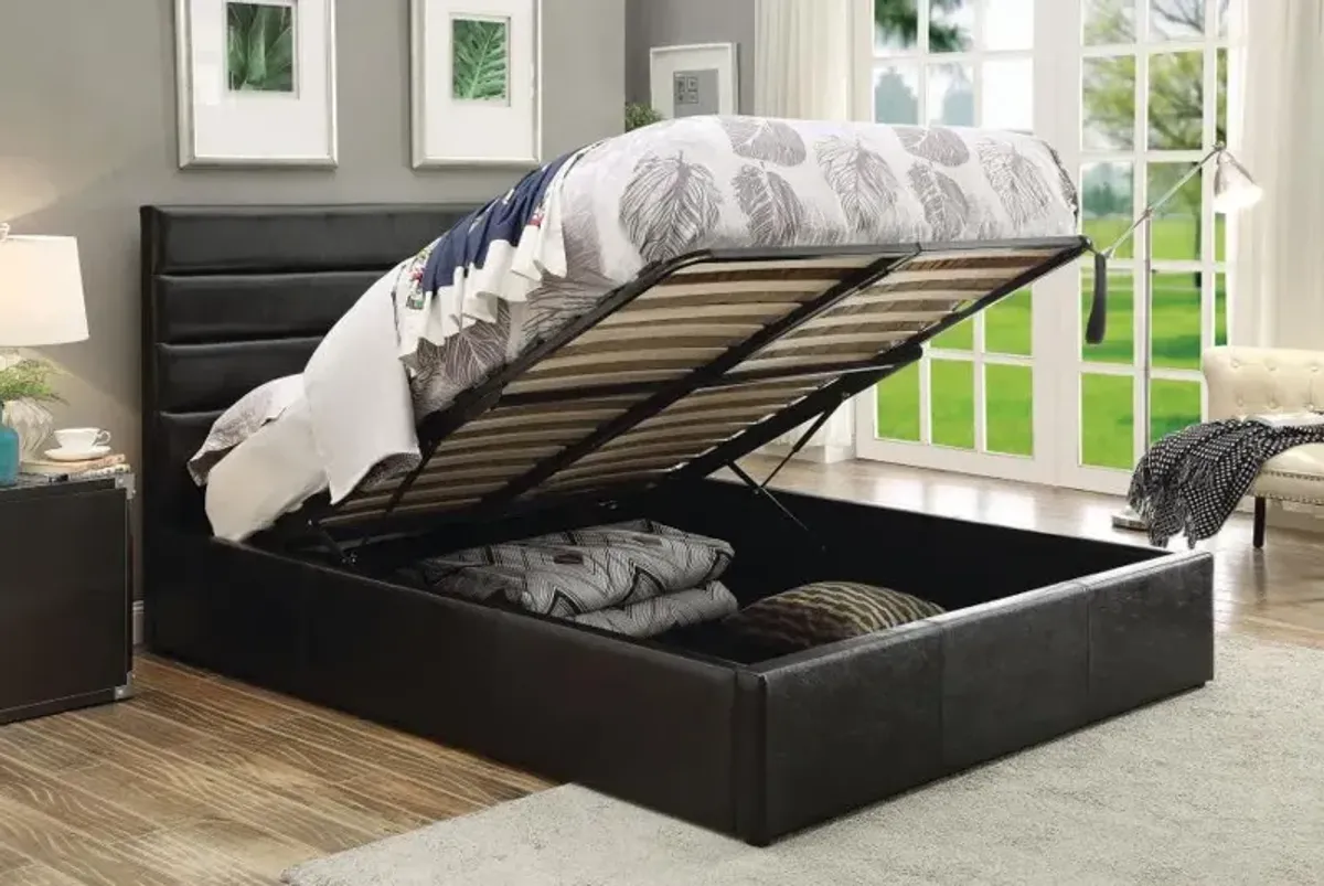 Riverbend Eastern King Upholstered Storage Bed Black