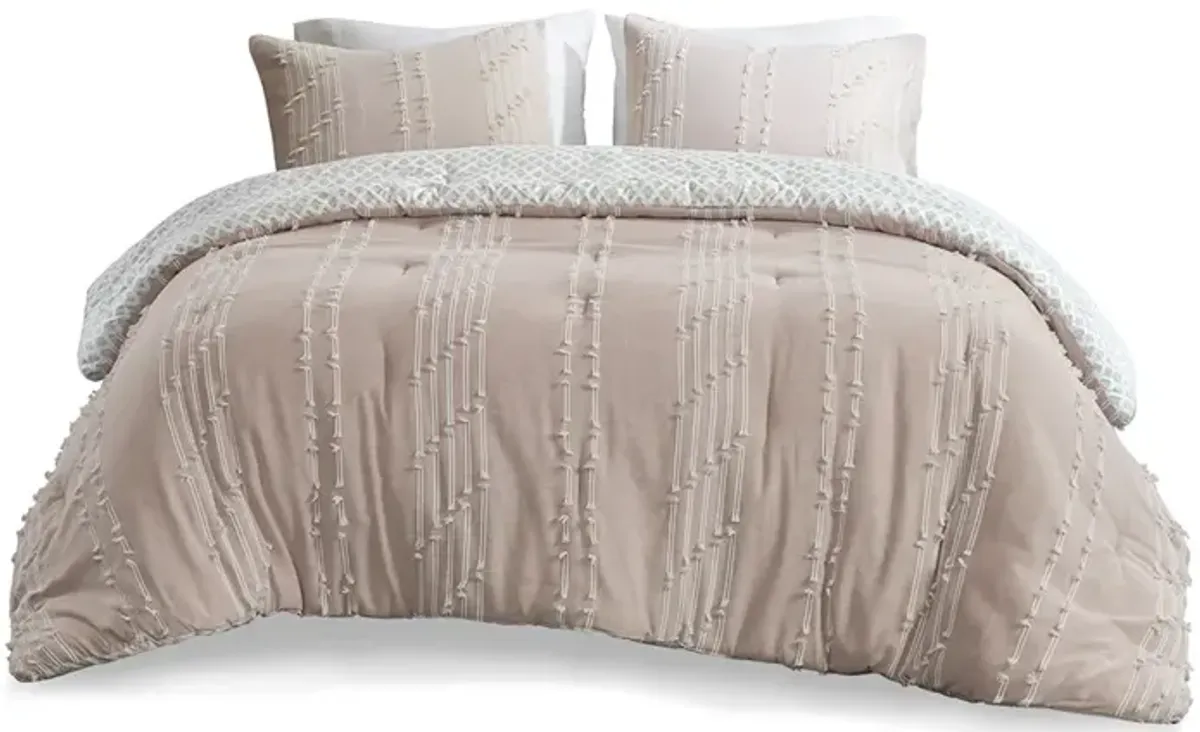 INK+IVY Kara Blush 3 Piece Cotton Jacquard Comforter Set