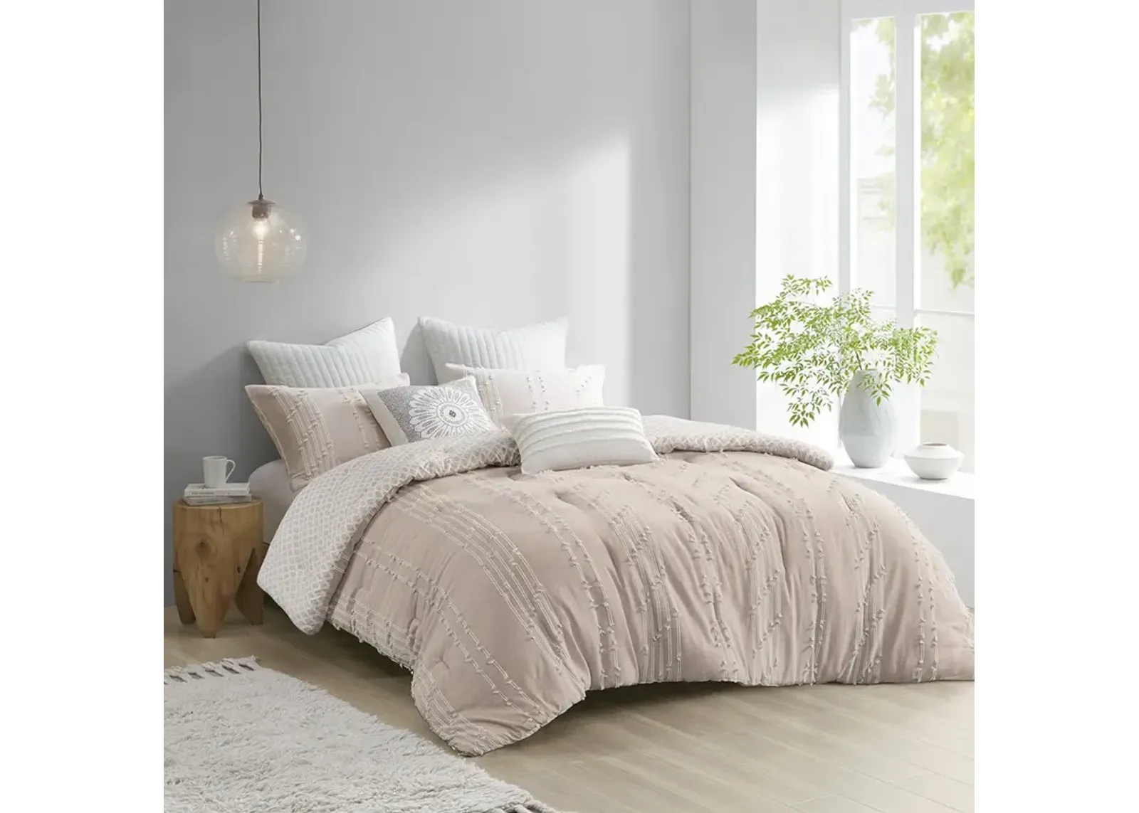 INK+IVY Kara Blush 3 Piece Cotton Jacquard Comforter Set