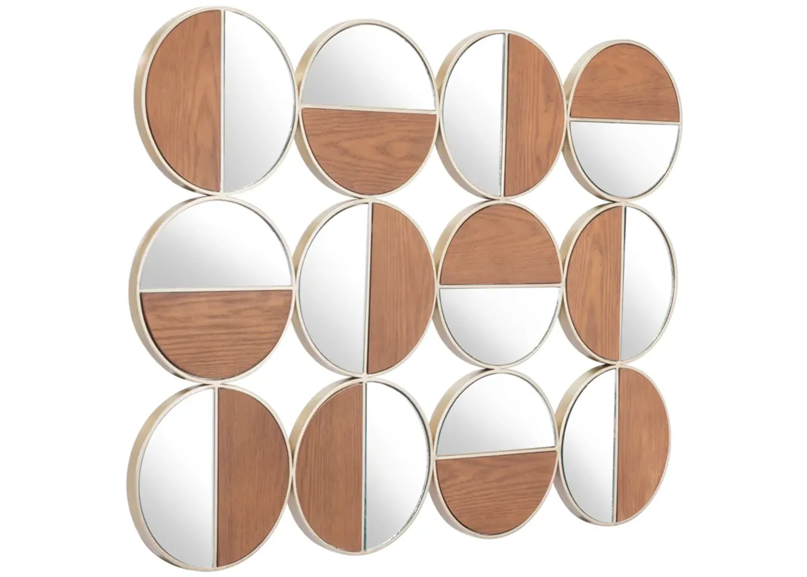 Cycle Round Mirror Gold & Walnut