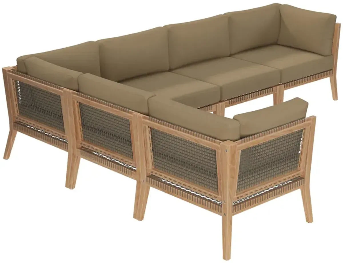 Clearwater Teak 6-Piece Outdoor Sectional