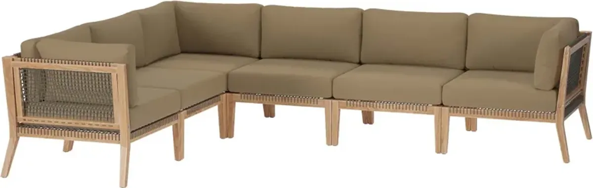 Clearwater Teak 6-Piece Outdoor Sectional