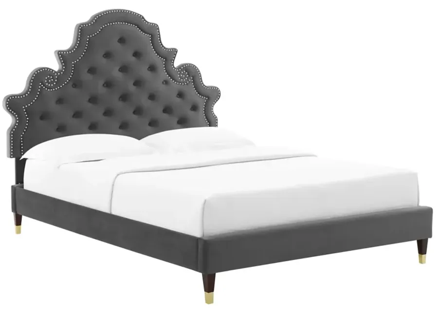 Gwyneth Tufted Performance Velvet Queen Platform Bed