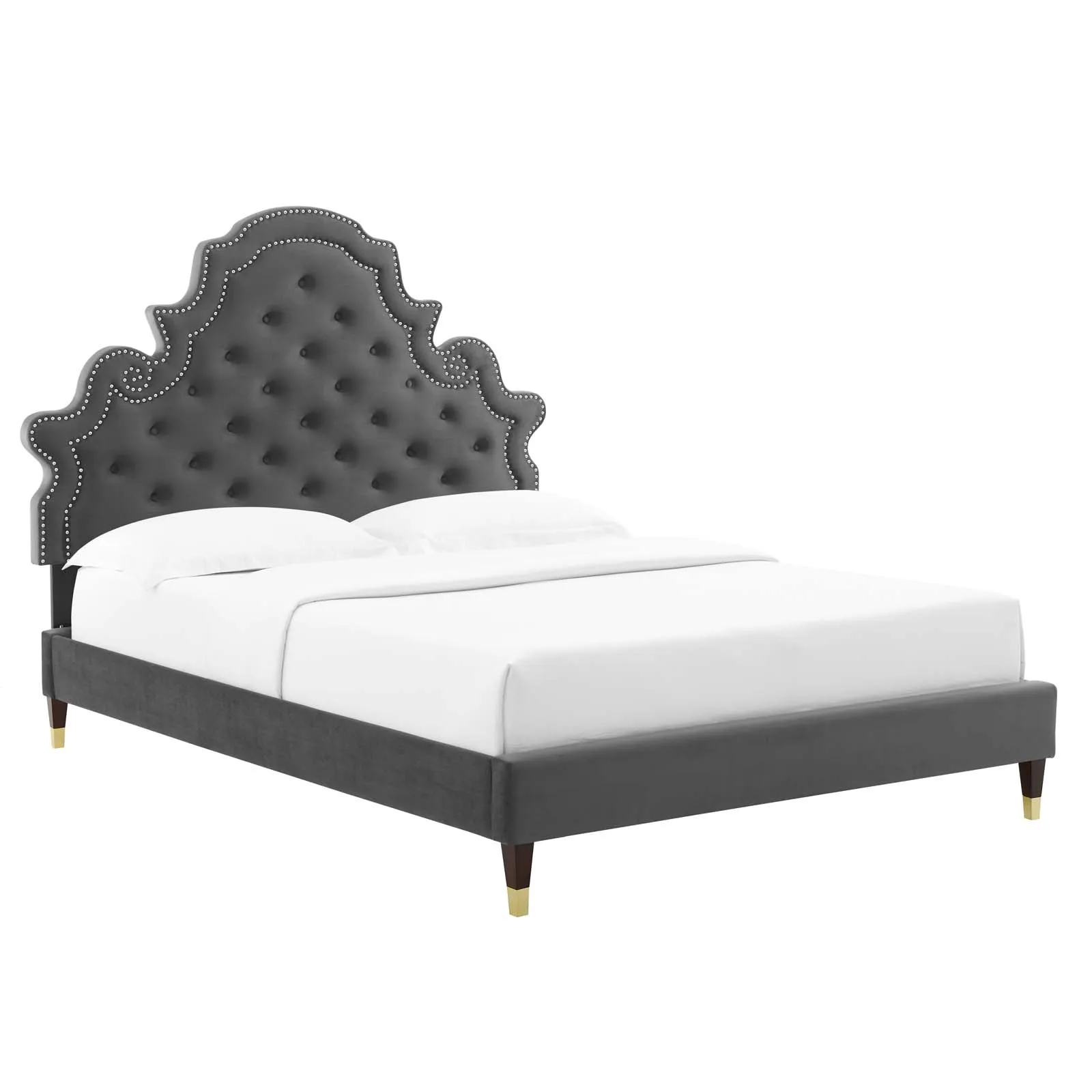 Gwyneth Tufted Performance Velvet Queen Platform Bed