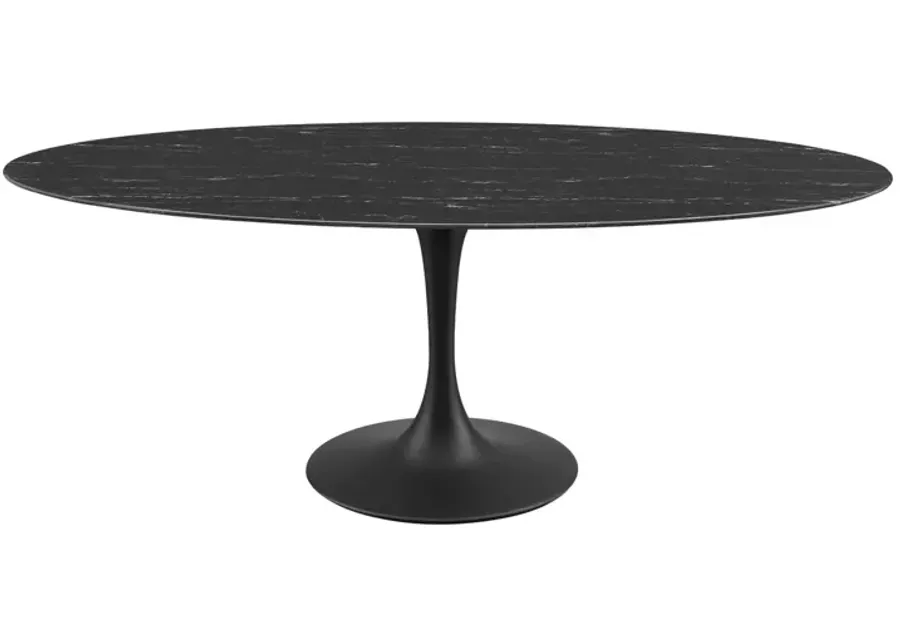 Lippa 78" Oval Artificial Marble Dining Table