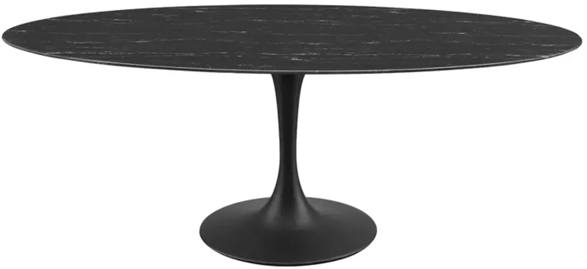 Lippa 78" Oval Artificial Marble Dining Table